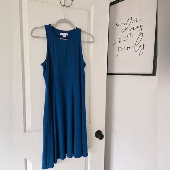 Athleta Santorini Stretch Thera Flare Dress in Teal Blue Women's Size M - Picture 3 of 7